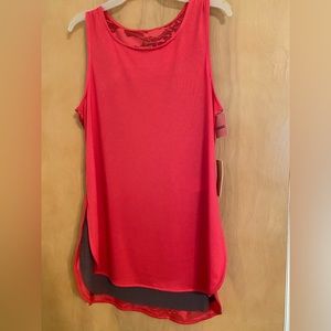 Tangerine Women's Size Small Sleeveless Athleisure Burnout Layered Tank Top